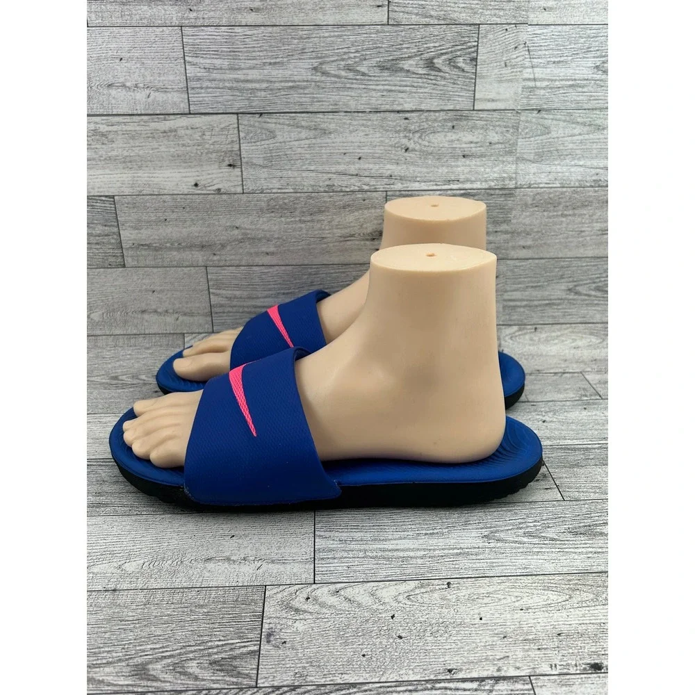 Nike Kawa Slides Women Sz 8 Royal Blue Pink Solarsoft Sandal 819352-404
